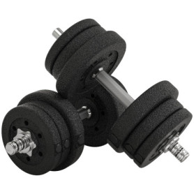 HOMCOM Ensemble d'haltères courtes total 25 kg - dumbbell paires - poids réglable - barres incluses - entraînement musculaire & 