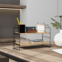 HOMCOM Organisateur de Bureau, étagère de Rangement de Bureau à 2 Niveaux, étagère en Bois et Structure métal Noir, 42 x 16,5 x 