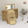HOMCOM Boîte à bijoux femme à 4 niveaux, coffre à bijoux en bois avec ailes, miroir et 2 tiroirs pour bagues, boucles d'oreilles