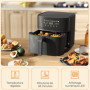 HOMCOM Friteuse à air friteuse sans huile 8 L air fryer 1700 W 8 programmes, circulation d'air chaud à 360°, écran tactile LED, 