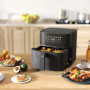 HOMCOM Friteuse à air friteuse sans huile 8 L air fryer 1700 W 8 programmes, circulation d'air chaud à 360°, écran tactile LED, 