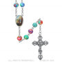 BOBIJOO JEWELRY - Chapelet Catholique Lourdes Perles Argile Nature Jesus Médaille Croix Fleur de Lys