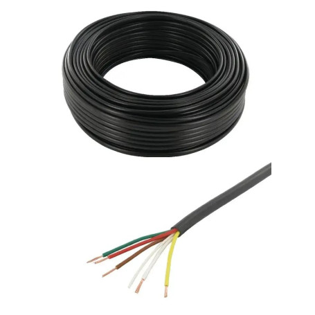 cyclingcolors Câble de remorque 5 fils 12 / 24V 12A câble électrique 5 conducteurs PVC noir Caravane Camion Automobile Véhicule 