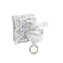 DOUDOU ET COMPAGNIE - Boîte à Musique Lapin Doudou Blanc – Peluche Musicale Ultra Douce Bébé avec Anneau Bois – Doudou Veilleuse