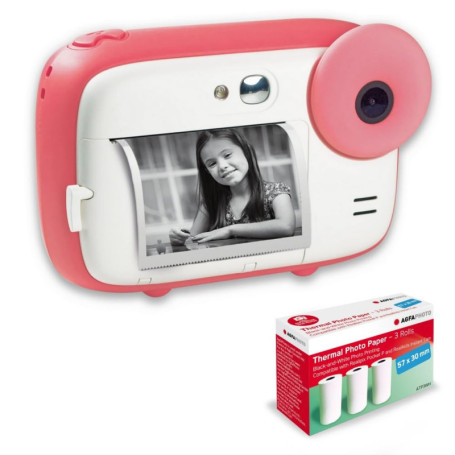 AGFA Photo Pack Realikids Instant Cam + 3 Rouleaux Papier Thermique ATP3WH supplémentaires - Appareil Photo Instantané Enfant, E