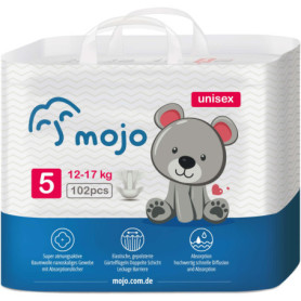 Lot de 102 couches jetables pour bébé, taille 5, anti-fuite, ultra douces, respirantes, super absorbantes, unisexes, 12-17 kg