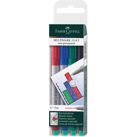 Faber-Castell 151404 Feutre multiusage MULTIMARK non-permanent F étui de 4