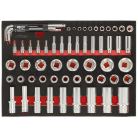 KS Tools - 712.1010 - Module de douilles en pouces 1/4 1/2 - Pour servantes et établis - 62 pièces