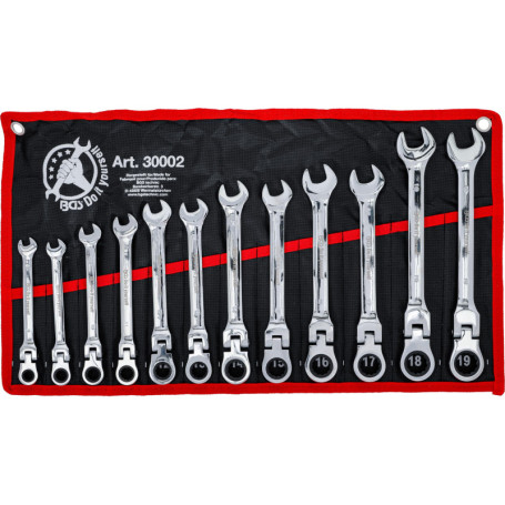 BGS Diy 30002 | Jeu de clés mixtes à cliquet | têtes flexibles | 8-19 mm | 12 pièces