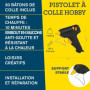 Pistolet à colle chaude Rapid Hobby avec 30 bâtons de colle transparents inclus, Compatible colle Ø7 mm pour loisirs créatifs, r