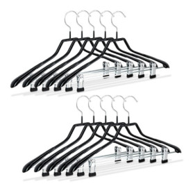 Relaxdays Cintres pour costumes revêtement antidérapant métal 42 cm lot de 10, noir