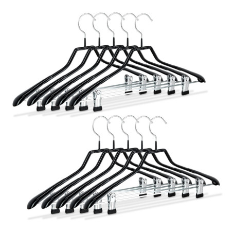 Relaxdays Cintres pour costumes revêtement antidérapant métal 42 cm lot de 10, noir