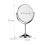 Relaxdays Miroir de maquillage grossissant à poser miroir rond pivotant sur pied double face HxlxP: 28x18x10 cm, argent