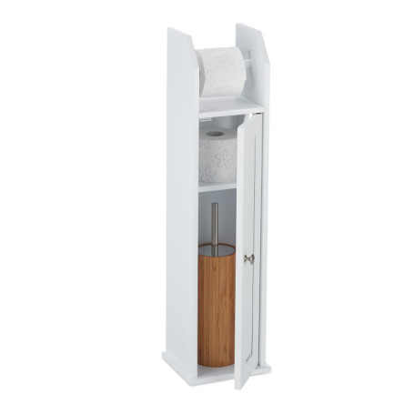Relaxdays Porte Papier Toilette Vertical, étroit, pour 5 Rouleaux de Rechange, MDF, HLP 78,5 x 20 x 18 cm, Blanc
