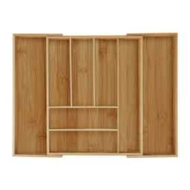 Relaxdays Range-couvert, bambou, extensible, organiseur pour tiroir, séparateur, HLP 6,5x57,5x43 cm, nature