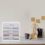 relaxdays Organiseur de Bureau, 5 tiroirs, inscriptible, Trier dossiers, Rangement en Acier 29 x 27,5 x 35,5 cm, Blanc
