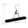 relaxdays Cintre pour Pantalon et Jupe, Lot de 5, Bois de Lotus, revêtement en Velours, antiglisse, L : 25 cm, Noir