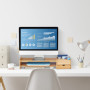 Relaxdays Support pour Moniteur en Bambou, Support écran Hauteur, HxLxP: 13x70x19 cm, tiroir & 7 Compartiments, Naturel