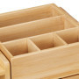 Relaxdays Support pour Moniteur en Bambou, Support écran Hauteur, HxLxP: 13x70x19 cm, tiroir & 7 Compartiments, Naturel