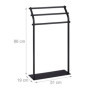 Relaxdays Porte-Serviettes, 3 Barres, HxLxP : 86 x 51 x 19 cm, antidérapant, Salle de Bain, Chambre, Acier, Noir