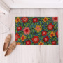 Relaxdays Paillasson Coco, Tapis d’entrée Motif Fleurs, 40x60 cm, antidérapant, résistant, intérieur, extérieur, coloré, 1 unité
