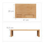 Relaxdays Support de Moniteur, Bambou, rehausseur écran, 3 Compartiments, Porte-Ordinateur, HLP : 10,5x41x28 cm, Nature