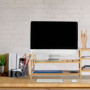 Relaxdays Support d'écran en Bambou, 5 tiroirs, réhausseur d'écran d'ordinateur et Laptop, HxLxP : 33x80x30 cm, Naturel