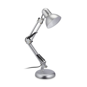 Relaxdays Lampe de Chevet rétro, Bras articulé, Douille E27, Abat-Jour inclinable, métal, pour Bureau/Table, argenté