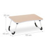Relaxdays Table de lit, Tablette canapé, HxLxP : 26x63x40 cm, Support Pliable, Ordinateur Portable, MDF, Fer, Brun Clair