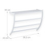 Relaxdays Porte-Serviettes Mural, HxLxP: 44 x 56,5 x 23 cm, Tablette & 3 Barres, Support Serviettes Salle de Bain, Blanc