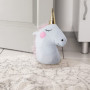 Relaxdays Butoir de Porte Licorne, Tissu et Sable, cale-Porte à Mettre au Sol, intérieur, 27 cm de Hauteur, Blanc/doré