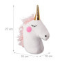 Relaxdays Butoir de Porte Licorne, Tissu et Sable, cale-Porte à Mettre au Sol, intérieur, 27 cm de Hauteur, Blanc/doré
