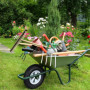 Relaxdays Roue de brouette 3.50-6, Caoutchouc, Jante en Plastique, Rechange, increvable, 100 kg Max., Noir - Blanc
