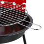 Relaxdays Barbecue Charbon de Bois tripode, Ø 42 cm, Grill Rond sur 3 Pieds, Protection Contre Le Vent, Noir/Rouge