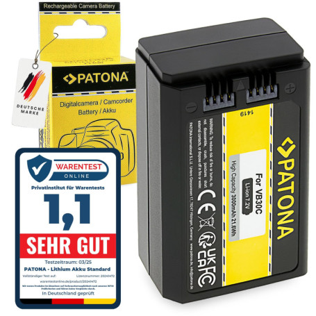 PATONA Batterie VB30 Compatible avec Godox V1 Pro, V1, V850III, V860III Flash Rond pour Appareil Photo | USB-C, 7,2V 3000mAh Li-