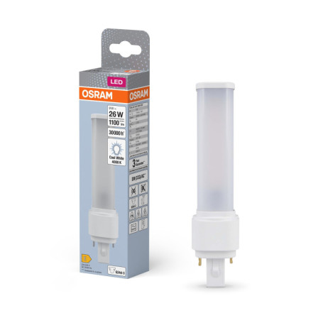 OSRAM DULUX D 26 Ampoule LED pour culot G24D-3, 9 watt, 1100 lumen, blanc froid (4000K), orientable, en remplacement de l'ampoul