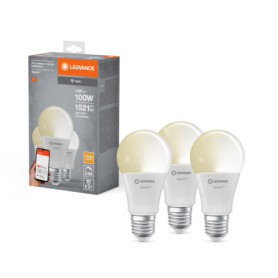LEDVANCE Lampe LED intelligente avec technologie WiFi, E27-base, aspect mat ,Blanc chaud (2700K), 1521 Lumen, Remplacement de la