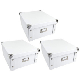 Ideen mit Herz 3 Boîtes de rangement pliables | avec couvercle | en carton et métal | blanc | 31 x 26 x 14 cm