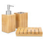 Navaris Set Accessoires Salle de Bain - 3X Accessoire pour Salle de Bain en Bambou - Porte-Brosse à dent - Distributeur de Savon