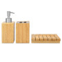 Navaris Set Accessoires Salle de Bain - 3X Accessoire pour Salle de Bain en Bambou - Porte-Brosse à dent - Distributeur de Savon