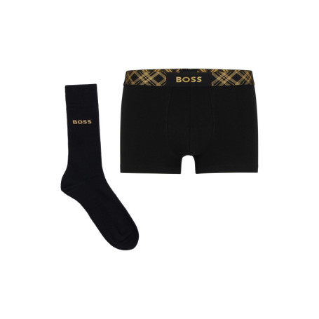 BOSS Hommes Trunk&Sock Gift Chaussettes et Boxer Court en Coton Stretch avec détails Brillants