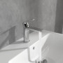 Villeroy & Boch Robinetterie pour lavabo Villeroy & Boch O.novo, robinet de salle de bains avec tirette et cartouche céramique, 