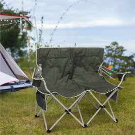 Navaris Chaise Camping Pliante 2 Places - Chaise de Camping pour 2 Personnes - Fauteuil Confortable et Facilement Transportable 