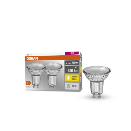 OSRAM Lampe à réflecteur LED par16, 4.3W, blanc chaud, non dimmable, GU10, 2 pack