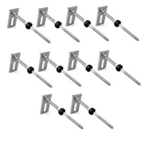 Offgridtec Lot de 10 vis à double filetage M10 x 200 en acier inoxydable avec plaque d'adaptation et joint en caoutchouc EPDM