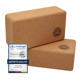 Lot de 2 brique yoga VonBueren | Blocs en liège | 22 x 12 x 7,5 cm | Accessoires de yoga pour homme et femme | Bloc Hatha