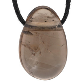 Pendentif goutte d'eau en quartz fumé avec bracelet en cuir