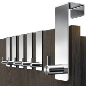 Menz Lot de 6 crochets de porte en acier inoxydable à suspendre, fixations stables, crochets de suspension flexibles