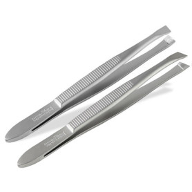 Pince à épiler professionnelle de Solingen 2 pièces droite oblique Fabriqué en Allemagne Acier inoxydable pour les soins du visa