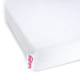 Drap-housse jersey babybay deluxe adapté aux modèles Maxi, Midi, Boxspring, Comfort et Comfort Plus, blanc, 89 x 50 cm (1 pack)